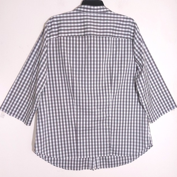 LAFAYETTE 148 NEW YORK Selvage Neck Gingham Check 3/4 Sleeve Blouse Size 2X EUC - Picture 7 of 10